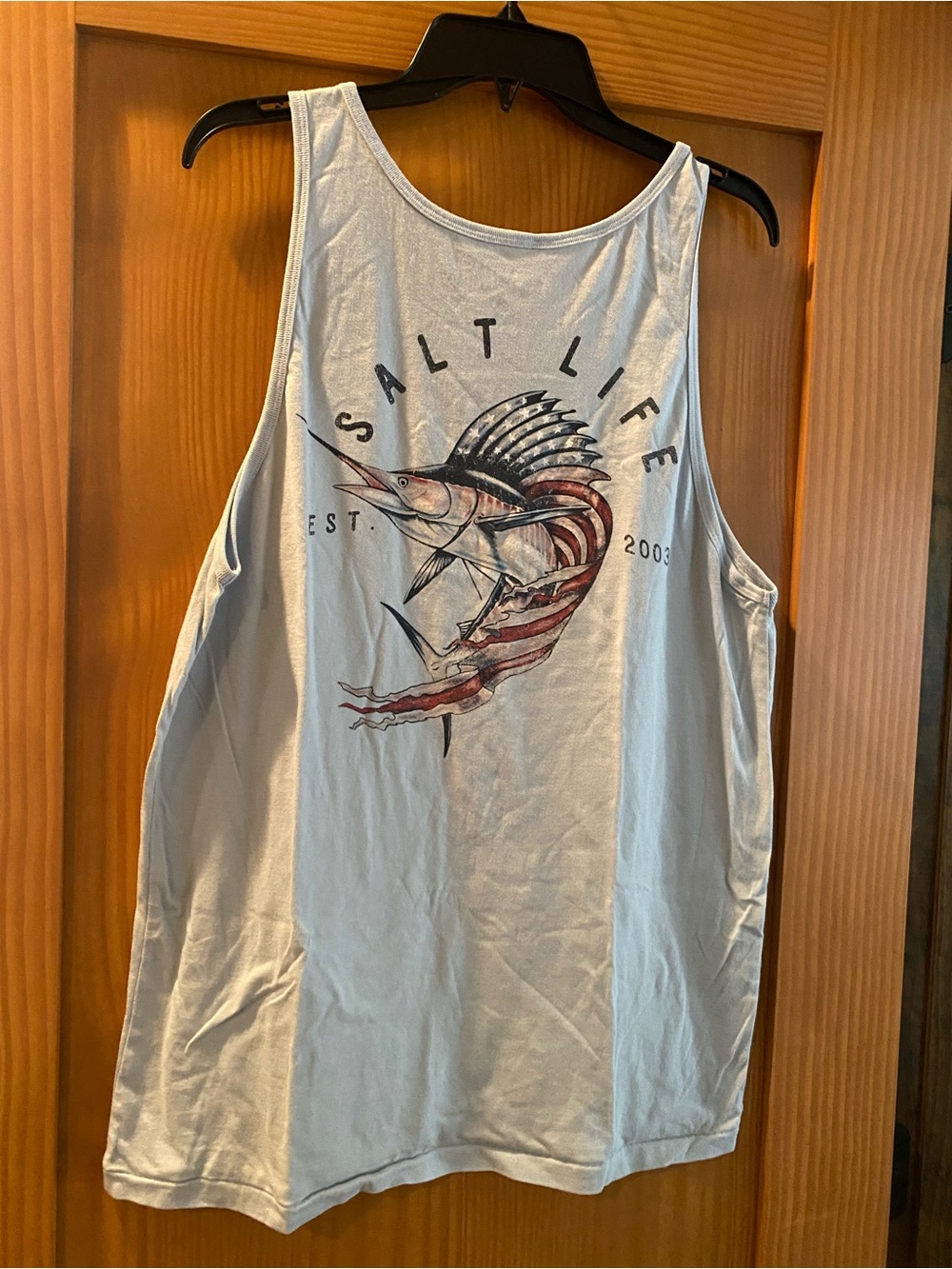 Salt Life Men’s Light Blue Swordfish Flag Graphic  Tank Top NWT Size L